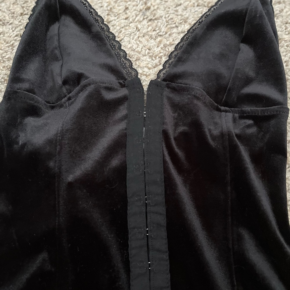 Velvet black body suit